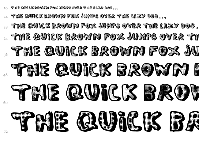Left Hand Comic font waterfall